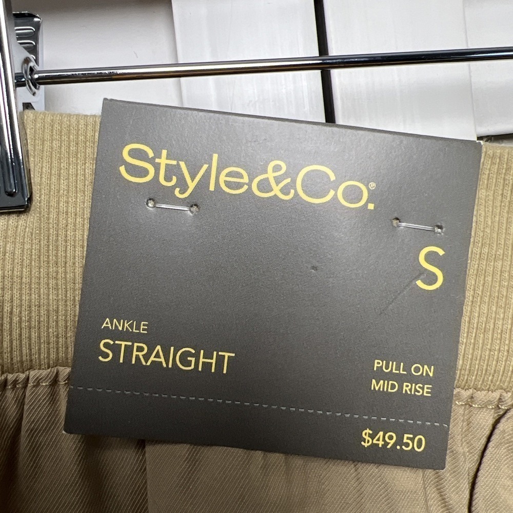 Style & Co. Mid Rise Pull On Ankle Straight Pants Size Small Khaki NWT - Picture 7 of 10